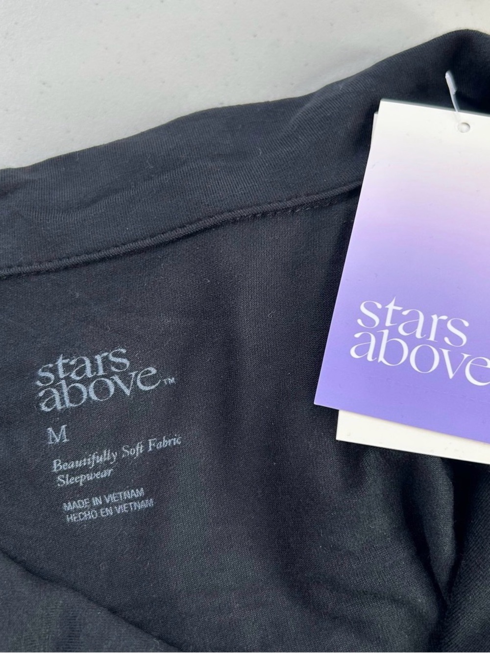 NEW Stars Above Pajama Set - long sleeve top & shorts Black Medium - Picture 3 of 5